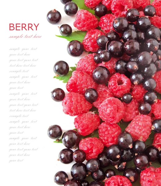 Fresh Raspberries Cherries Isolated White Background — Stock Photo, Image