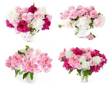 Beyaz arkaplanda izole edilmiş güzel çiçekler.