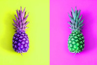 neon ananas, sanat, 80 'lerin ve 90' ların retro tarzı, minimal, yakın plan
