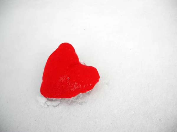 Red Heart Symbol Snow — Stock Photo, Image