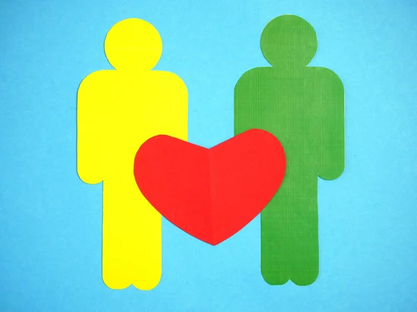 Símbolo Del Corazón Entre Dos Personas Amor Concepto Relación Día — Foto de Stock