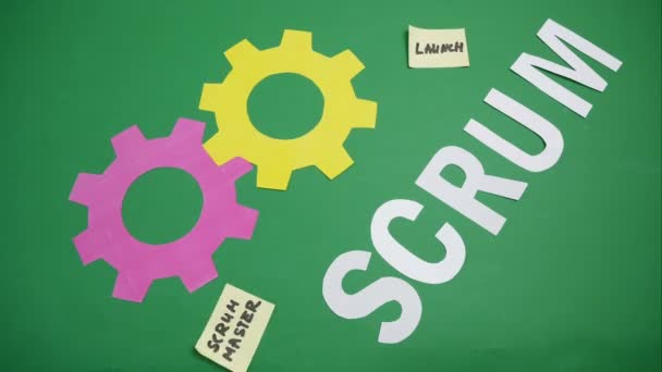 Software Scrum Placa Ágil Com Tarefa Papel Metodologias Ágeis Desenvolvimento — Vídeo de Stock