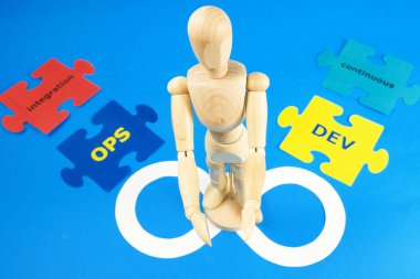 İnsanlar kelimelerle semboller ve bulmacalar yapar. DevOps, kapat.