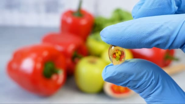 Comida Saludable Verduras Frutas Concepto Pastillas — Vídeos de Stock