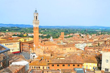 Siena Katedrali 'nin havadan görünüşü, Toskana, İtalya, üst manzara