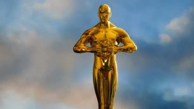 Hollywood Altın Oscar Akademisi ödül heykeli. Başarı ve zafer kavramı.