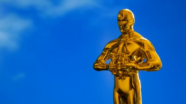 Hollywood Golden Oscar Oscar Oscar Díjas Szobra Siker Győzelem Koncepció — Stock videók