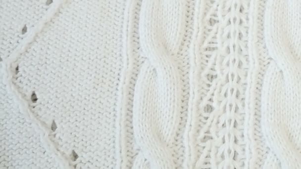 针织毛织物的细节 纺织背景 毛织物背景 针织毛织物 毛绒绒织物 — 图库视频影像