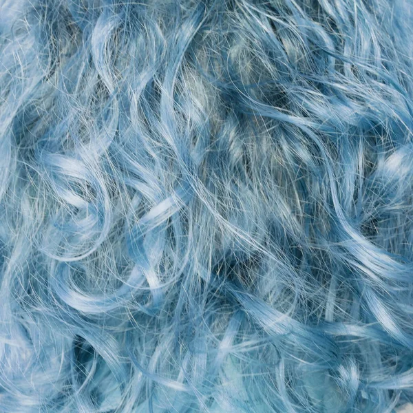 Azul Criativo Cabelo Encaracolado Closeup Fundo Mulher Cabelo Textura Macro — Fotografia de Stock