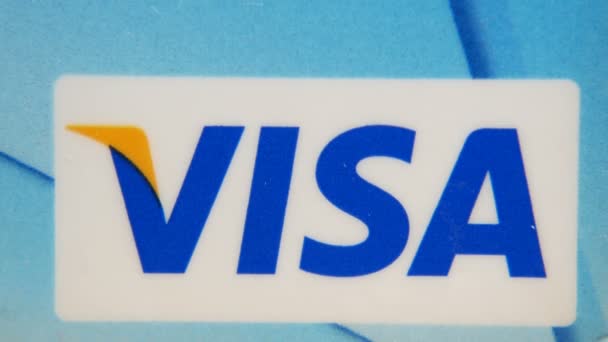 Visa Banco Tarjeta Crédito Plástico Mastercard Macro Primer Plano — Vídeos de Stock