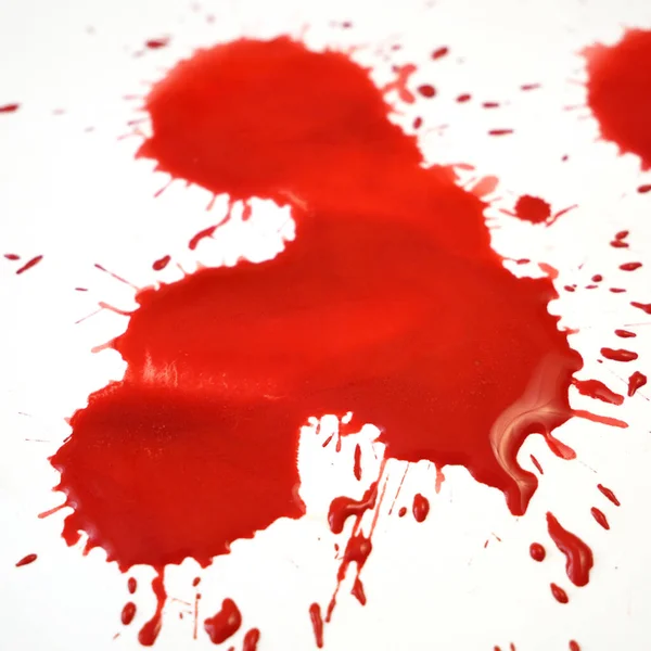 Gotas Sangre Roja Aisladas Sobre Fondo Blanco Gotas Sangre Salpicaduras — Foto de Stock