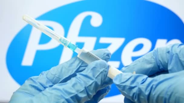 Covid Dan Konsep Perjalanan Rekaman Vaksin Pfizer Covid Konsep Epidemic — Stok Video