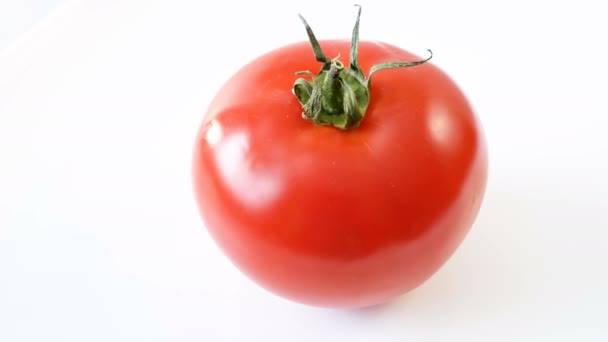 Närbild Bilder Färsk Tomat Isolerad Vit Bakgrund — Stockvideo