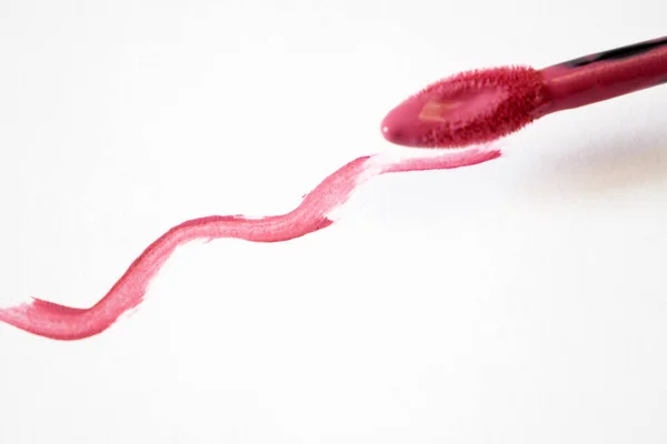 Lápiz Labial Líquido Sobre Fondo Blanco Lápiz Labial Líquido Rojo — Foto de Stock