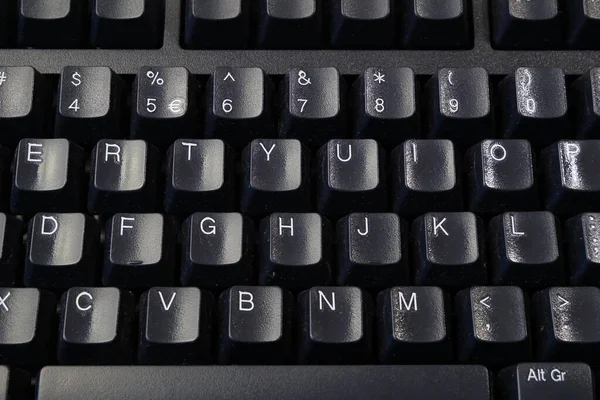Black English Keyboard, Black qwerty keyboard with US english layout, closeup