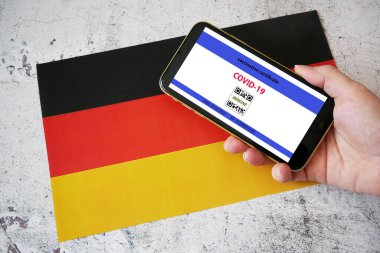 Aşı pasaportu, Almanya 'da hareket ve seyahat olanağı sağlıyor. Coronavirus Covid 'e karşı aşı. Dokunulmazlık pasaportu. Sağlık pasaportu. Üst Görünüm, Yakın plan