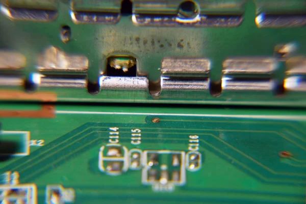 Chip Computador Placa Mãe Placa Circuito Futurista Com Elétrons Macro — Fotografia de Stock
