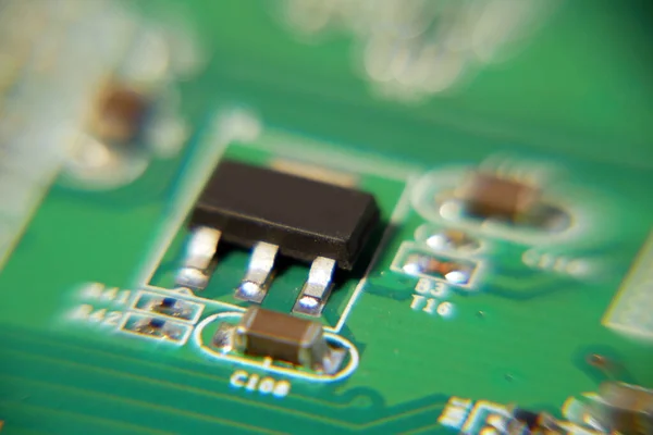 コンピュータチップ マザーボード 電子と未来の回路基板 マクロ クローズアップ — ストック写真