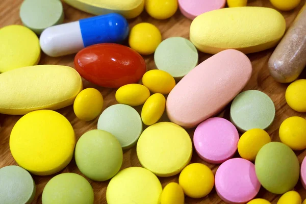 Grupp Blandade Kapslar Piller Tabletter Och Blister Bakgrund Närbild — Stockfoto