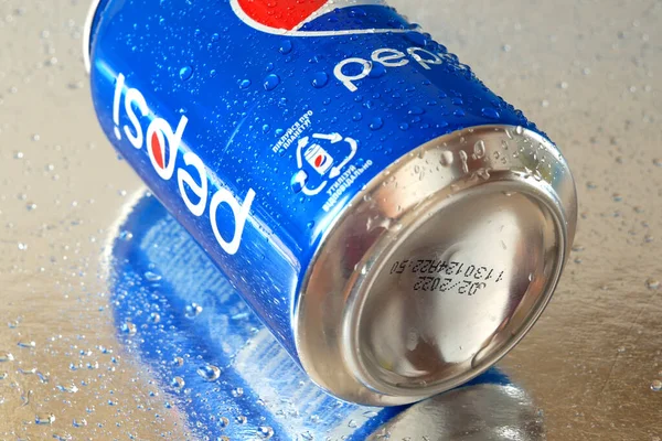 Pepsi Can Carbonated Soft Drink Produced Manufactured Pepsico Top View — Stock Photo, Image