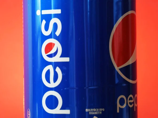 Pepsi Can Carbonated Soft Drink Produced Manufactured Pepsico Top View — Stock Photo, Image