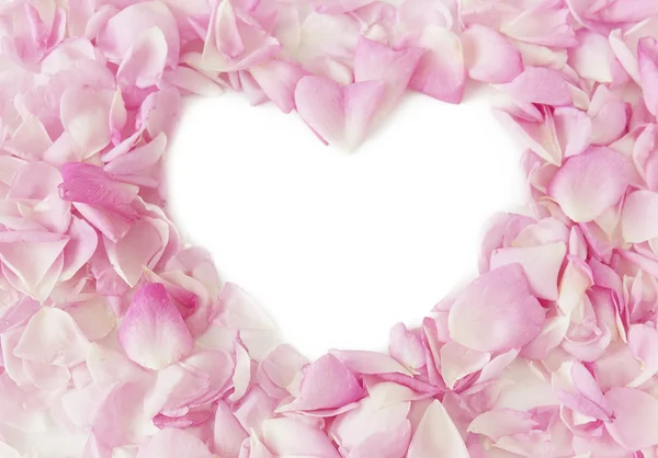 Pétales de rose en forme de cœur.Concept Saint-Valentin — Photo
