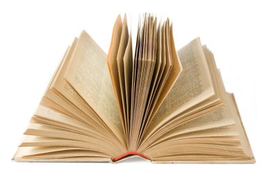 Beyaz arkaplanda izole edilmiş kitabı aç