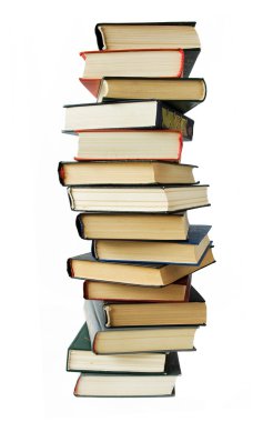 Beyaz arka plan üzerinde izole eski kitap yığın