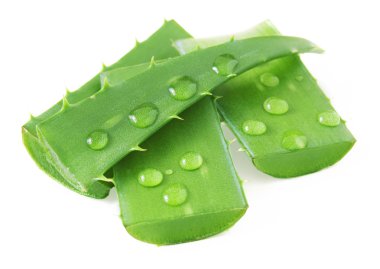 Aloe Vera beyaz arkaplanda izole bir şekilde bırakır