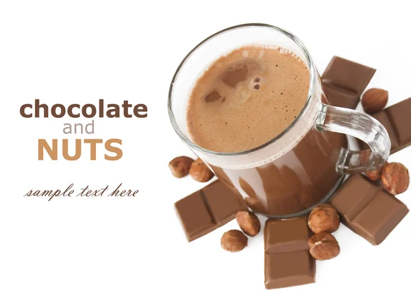 Sıcak çikolata, çörekler ve çikolata Kahvaltı — Stok fotoğraf
