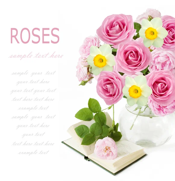 Bando de rosas em vaso — Fotografia de Stock