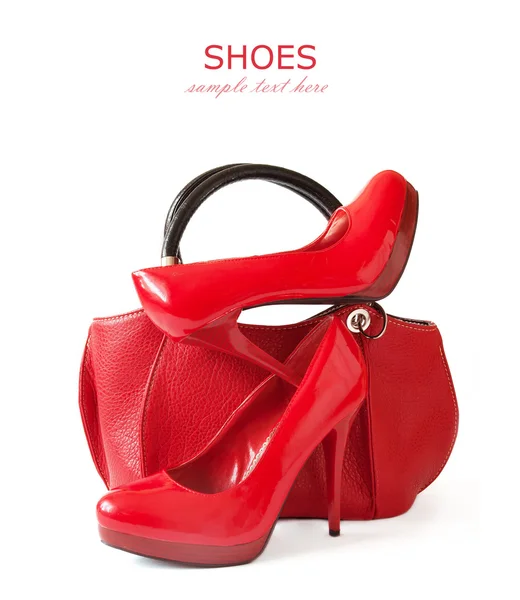 Rode schoenen geïsoleerd op witte achtergrond — Stockfoto
