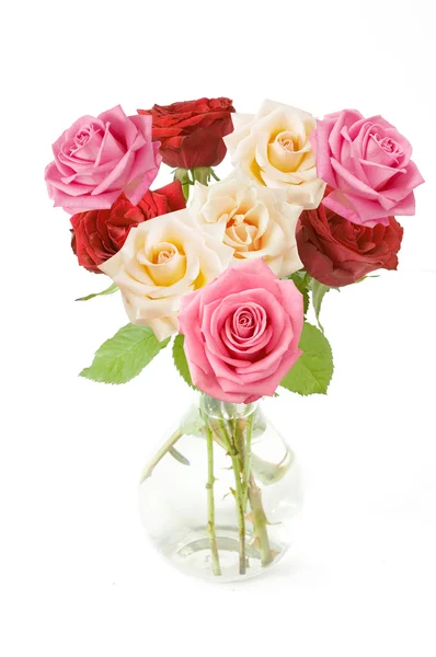 Rose flowers bunch isolated on white background — Stock Photo, Image