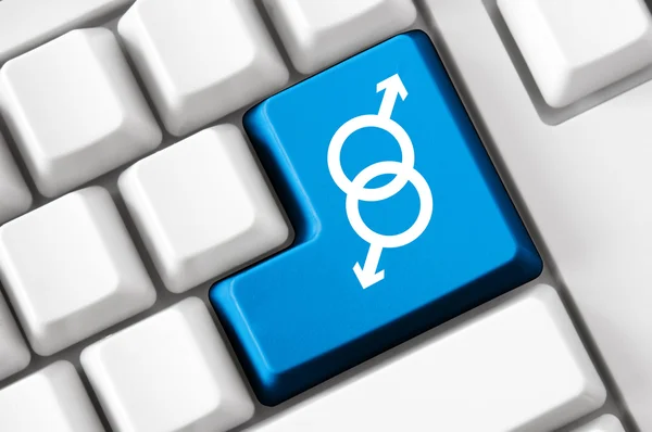 Computer Keyboard Blue Button Gender Sign — Stock Photo, Image