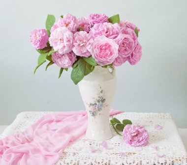 Beyaz arka planda güzel pembe güller