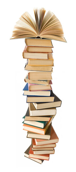 Book pile isolated on white background