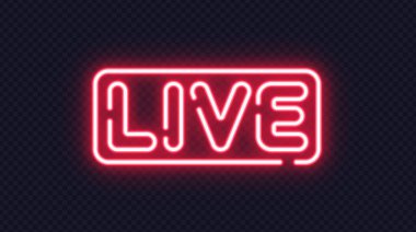 Şeffaf bir arkaplanda parlayan parlak kırmızı neon ışığı. Akımlar, yayınlar ve dijital duyurular için mükemmel çarpıcı bir modern tasarım.