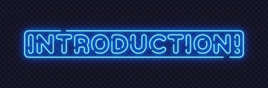 Mavi neon tanıtım işareti, temiz vektör stili, sunumlar ve açılış slaytları için ideal. Havalı parıltı profesyonel modern tonu belirler. Vektör illüstrasyonu