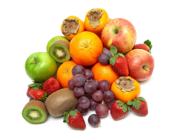 Frutas suculentas frescas isoladas em um fundo branco — Fotografia de Stock