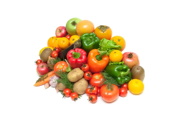 Groenten en fruit geïsoleerd op witte achtergrond — Stockfoto