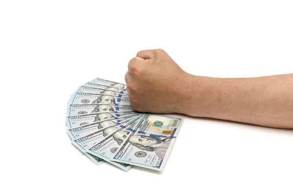 Man Hand Dollars White Background Horizontal Photo — Stock Photo, Image