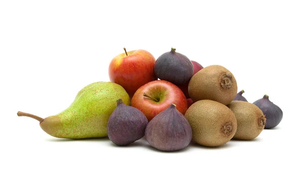 Fichi e altri frutti su fondo bianco — Foto Stock