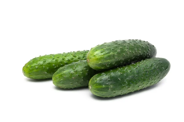 Ripe cucumber closeup on a white background — Stock Photo, Image