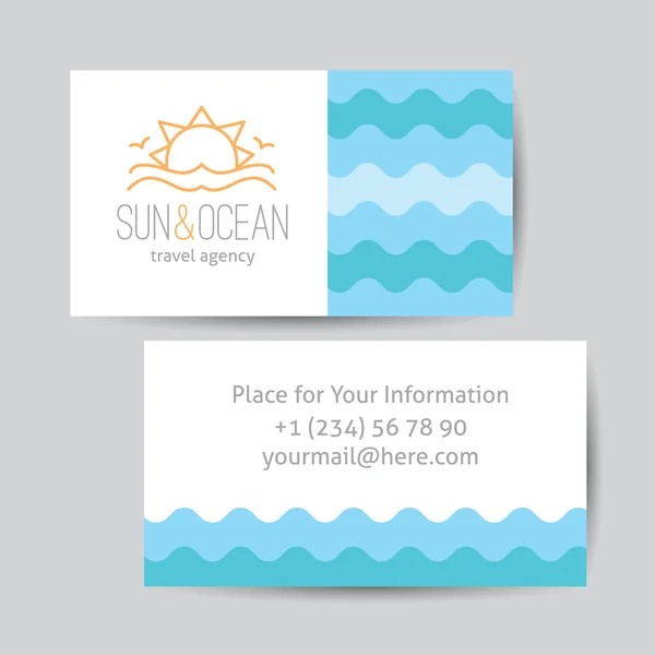 Carte de visite avec logo soleil et vagues — Image vectorielle