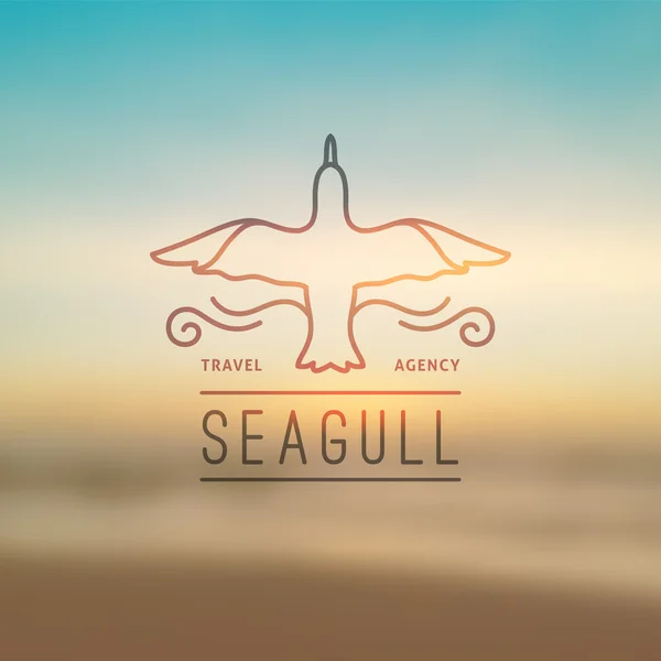Logotipo da gaivota e ondas — Vetor de Stock