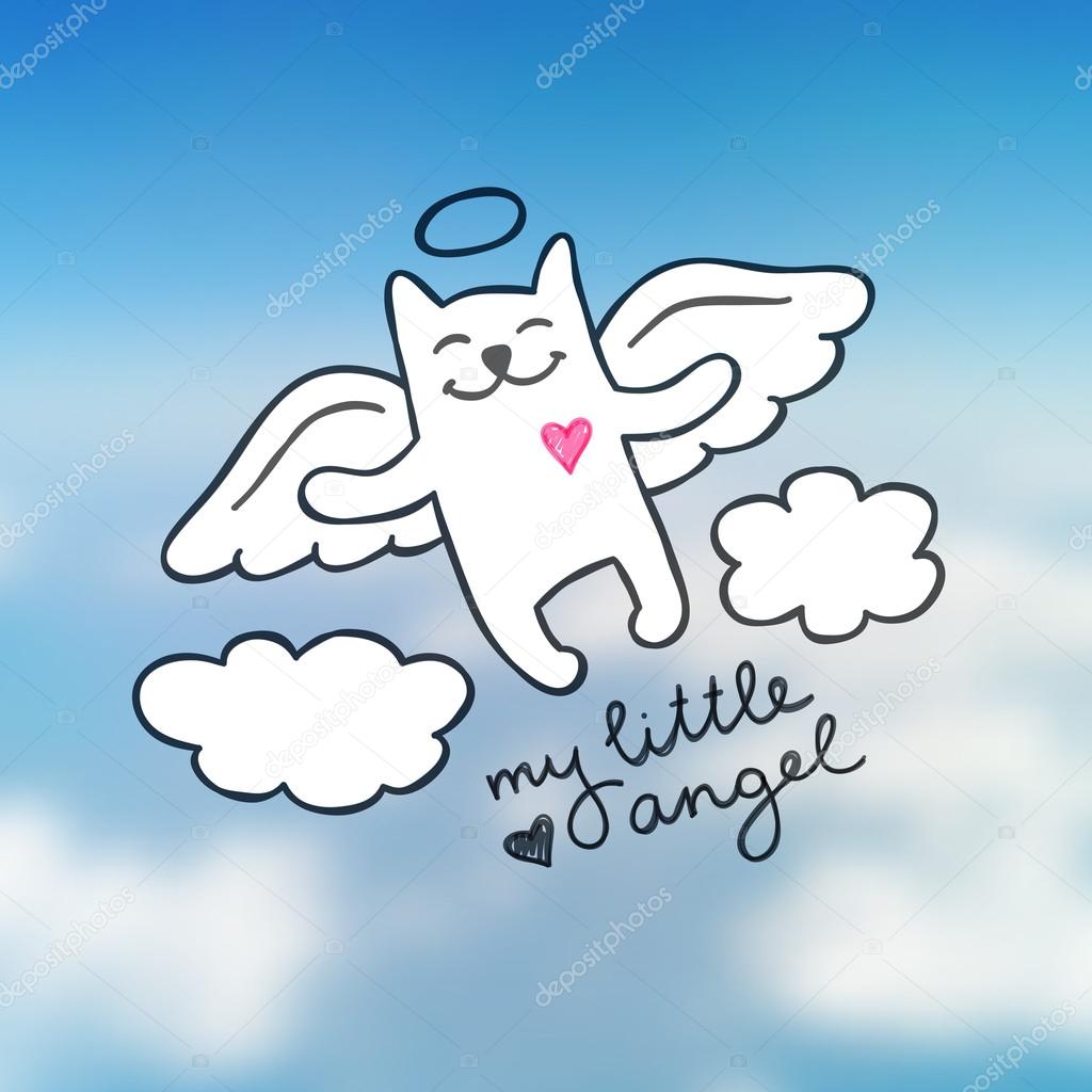 Hand drawn cat angel Stock Vector by ©redcollegiya 113733962