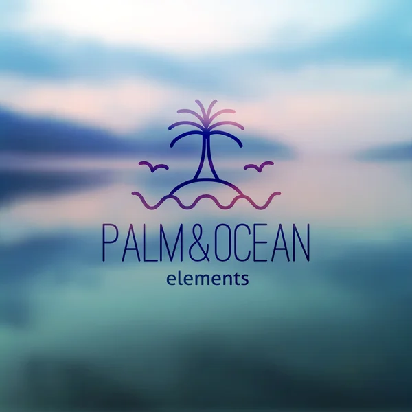 Logo palm i fale — Wektor stockowy