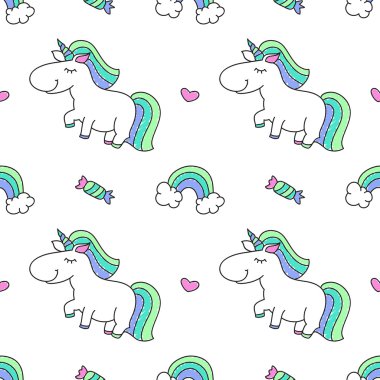 Tek boynuzlu atlar ve gökkuşağı