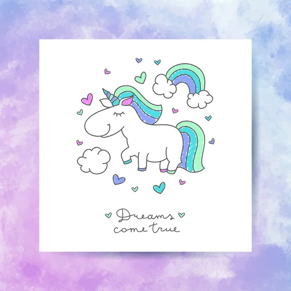 Licorne et arc-en-ciel — Image vectorielle