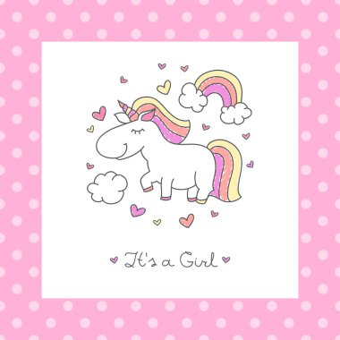 Bebek duş kartı unicorn ile